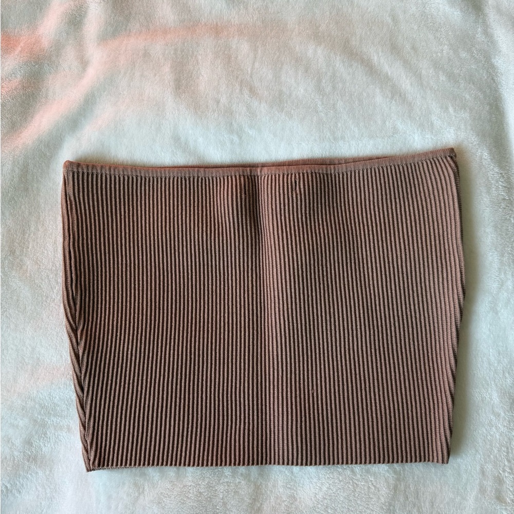 Brown Ribbed Women's tube top